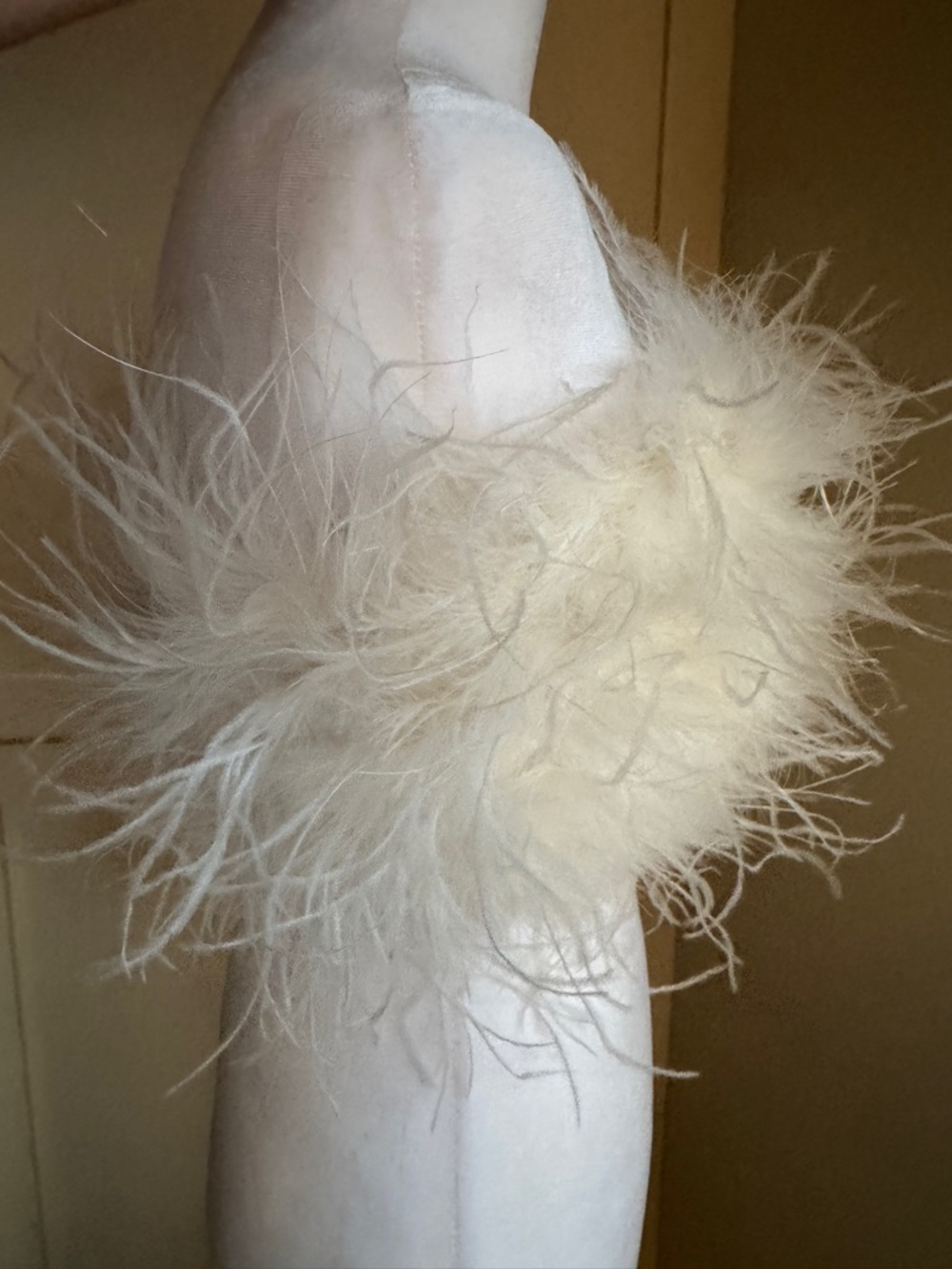 Lamarque Ivory Feather-Trim Strapless Bustier - Picture 4 of 11